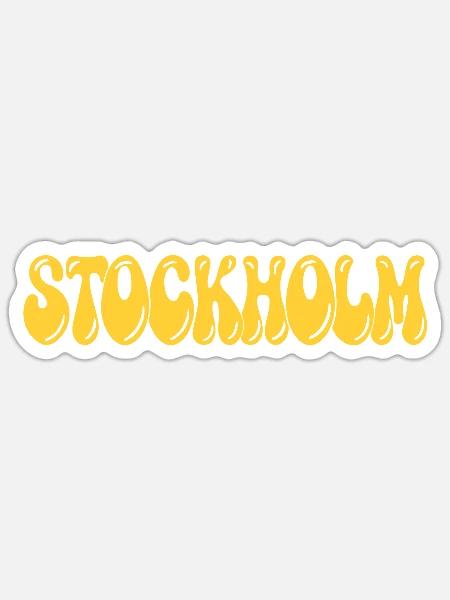 Stockholm Yellow Bubble Retro - Sticker Größe S (10 x 10 cm) - Mattweiß