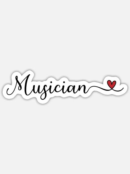 Musikerherz-Typografie - Sticker Größe S (10 x 10 cm) - Mattweiß