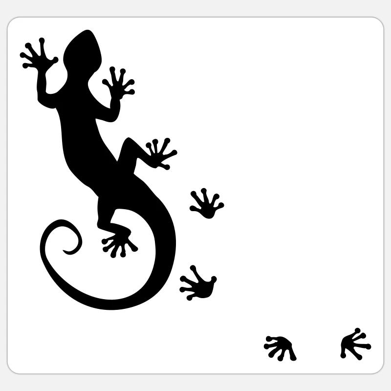 gecko allant - Sticker taille S (10 x 10 cm) - blanc mat