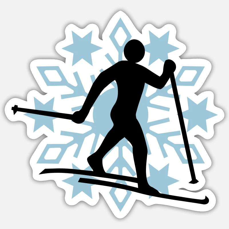 Langläufer Schneeflocke - Sticker Größe S (10 x 10 cm) - Mattweiß