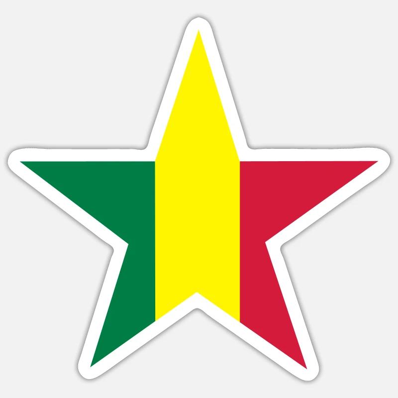 Étoile rasta - Sticker taille S (10 x 10 cm) - blanc mat
