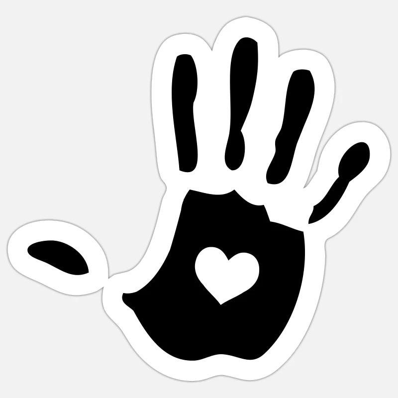 hand herz - Sticker Größe S (10 x 10 cm) - Mattweiß