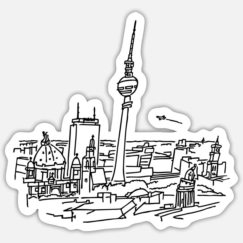 Le panorama de Berlin Sticker taille S (10 x 10 cm)
