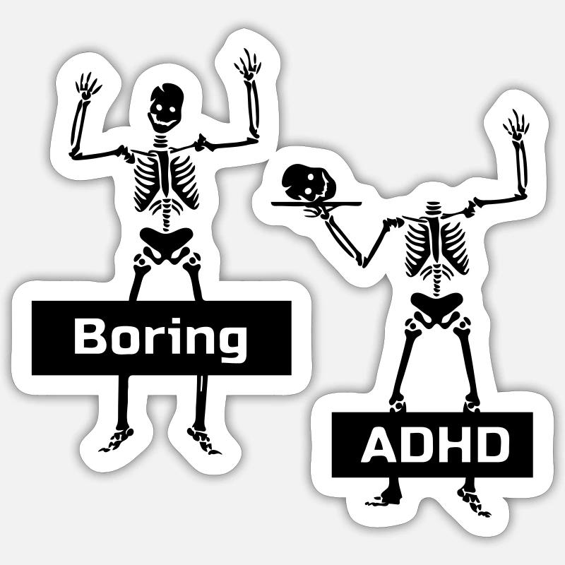 Boring vs ADHD - Sticker size S (10 x 10 cm) - white matte