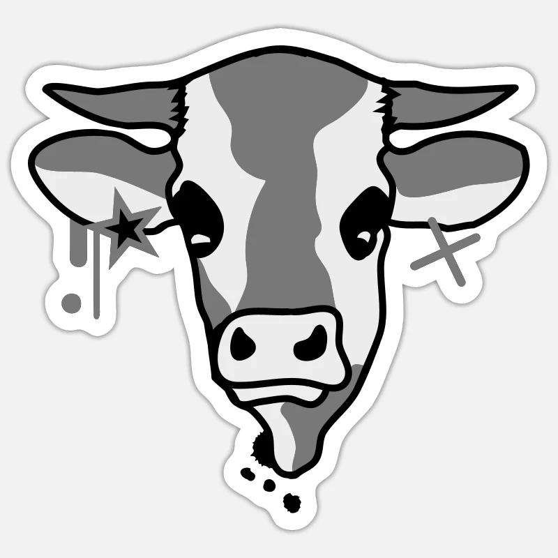 La tête d'une vache - Sticker taille S (10 x 10 cm) - blanc mat