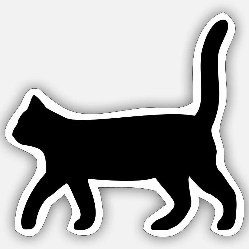 schwarze Katze - Sticker Größe S (10 x 10 cm) - Mattweiß