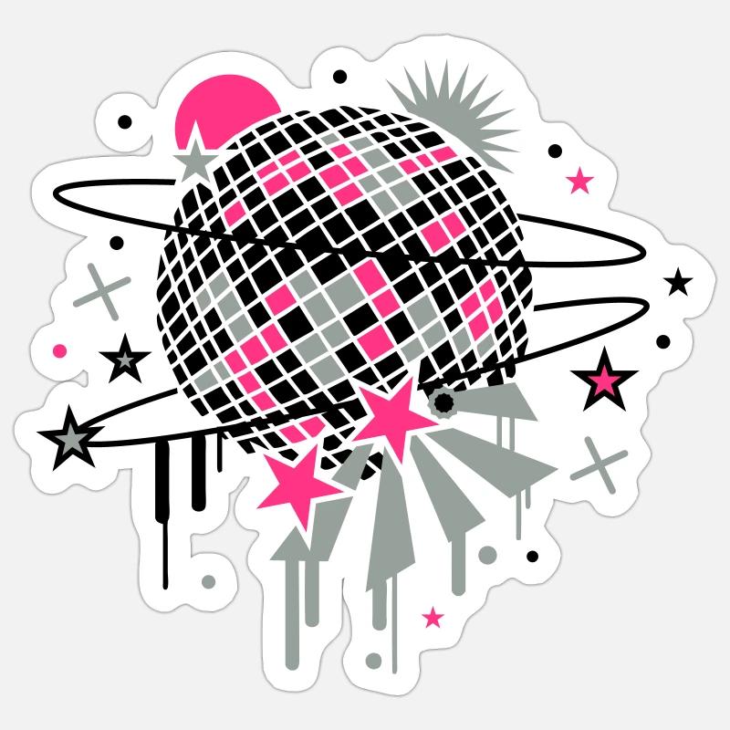 la boule disco Sticker taille S (10 x 10 cm)