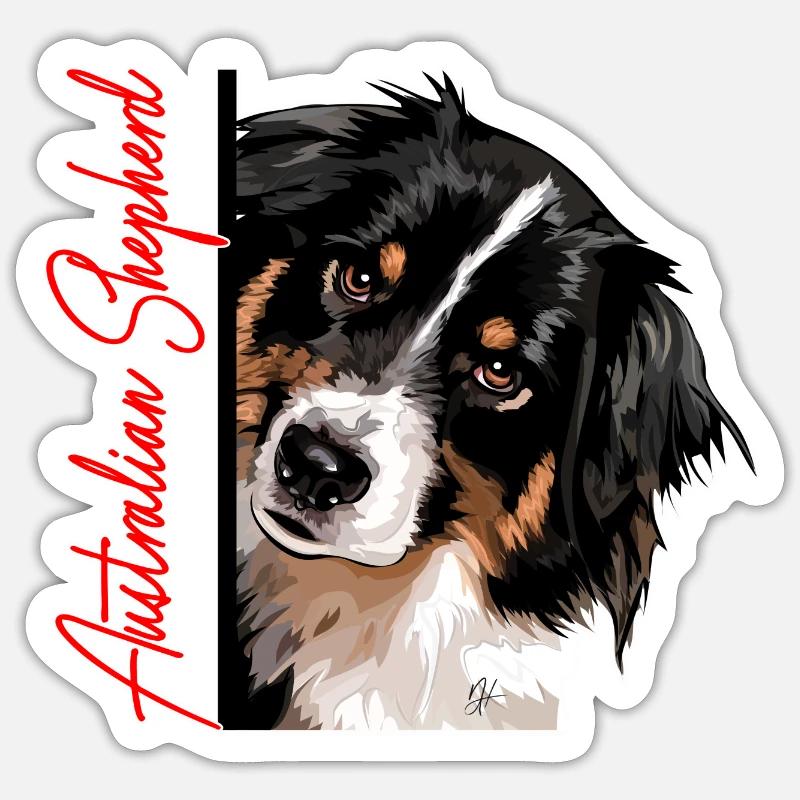 AUSTRALIAN SHEPHERD DA Wilsigns Hundemotiv Aussie - Sticker Größe S (10 x 10 cm) - Mattweiß