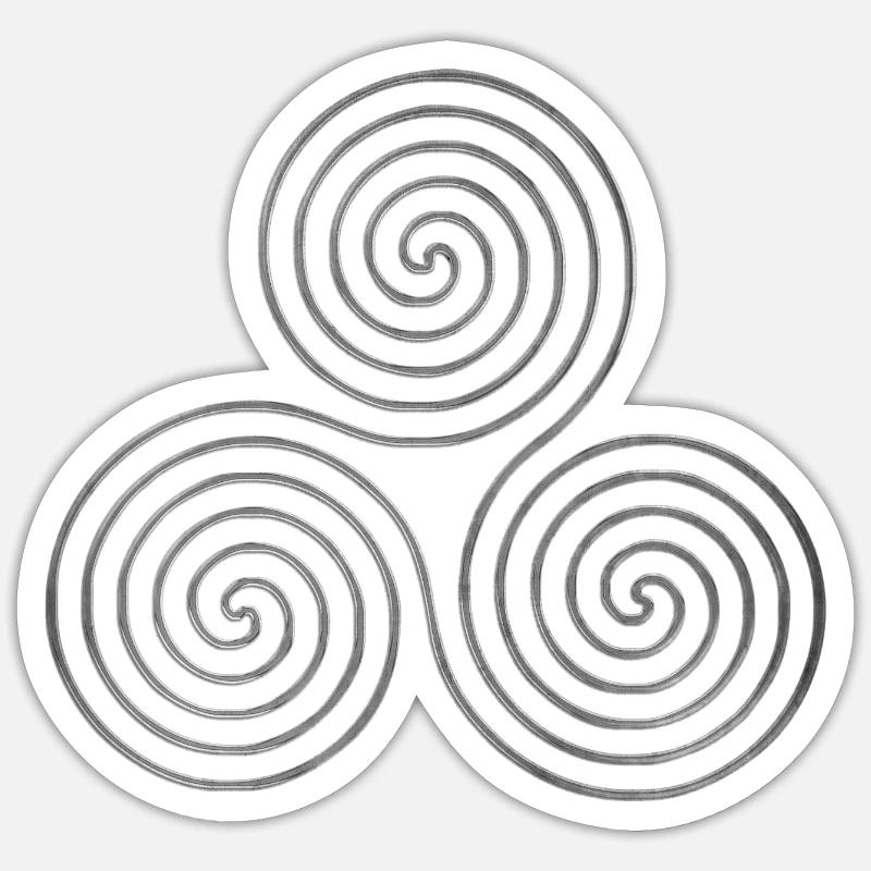 celtic triple spiral - oneline antique silver - Sticker size S (10 x 10 cm) - white matte