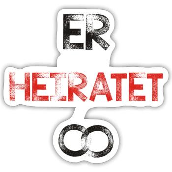 Er heiratet Bräutigam - Sticker Größe S (10 x 10 cm) - Mattweiß - Vorne