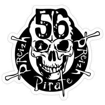 56 breizh pirate tete de mort crane morbihan - Sticker taille S (10 x 10 cm) - blanc mat - Devant