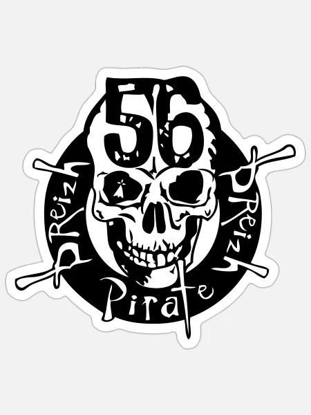56 breizh pirate tete de mort crane morbihan - Sticker taille S (10 x 10 cm) - blanc mat