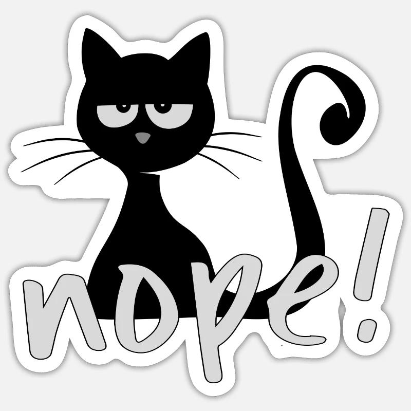 grumpy nope cat schwarze Katze Nö Lustig Geschenk Sticker Größe S (10 x 10 cm)