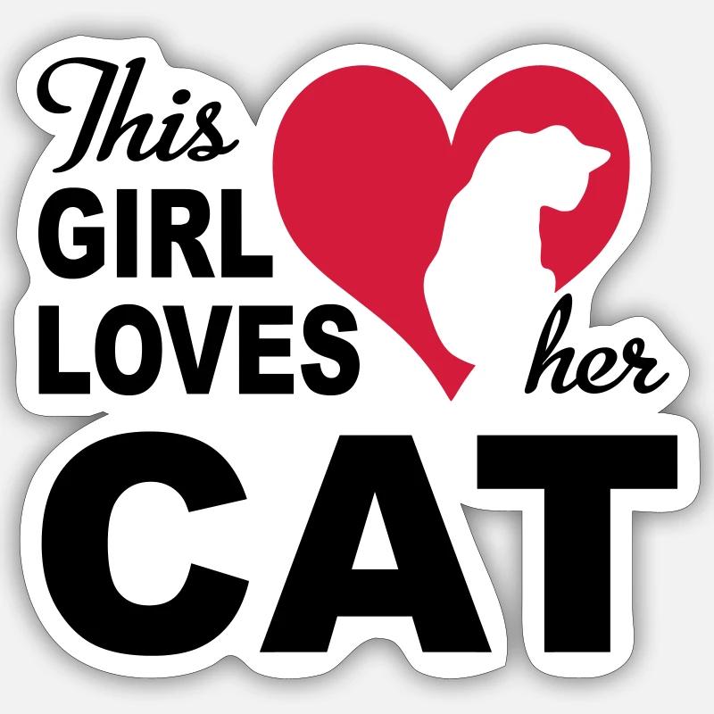 Chat - Sticker taille S (10 x 10 cm) - blanc mat