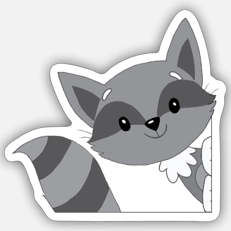 Waschbär - Sticker Größe S (10 x 10 cm) - Mattweiß
