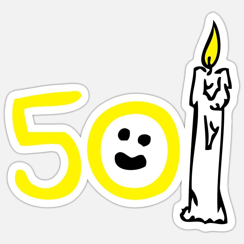 50 years candle candle - Sticker size S (10 x 10 cm) - white matte