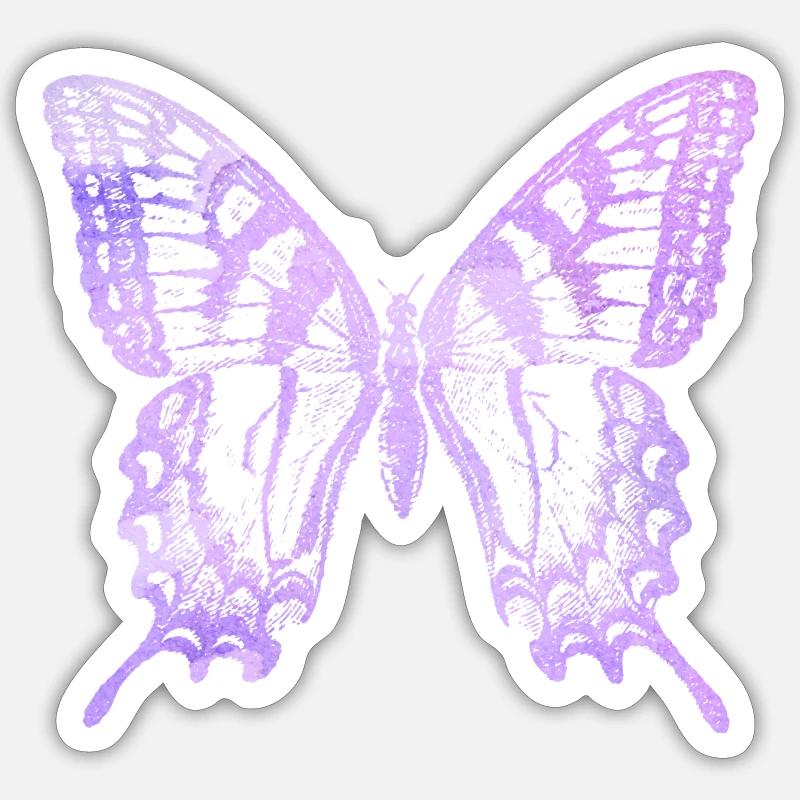 Aquarelle Papillon - Sticker taille S (10 x 10 cm) - blanc mat