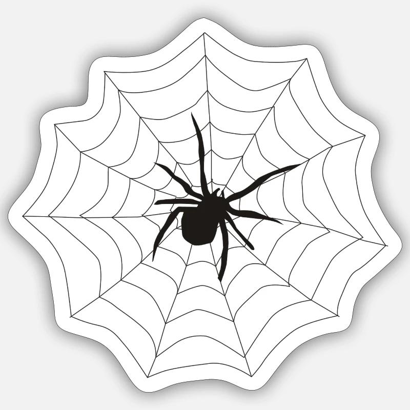Spinne Netz - Sticker Größe S (10 x 10 cm) - Mattweiß