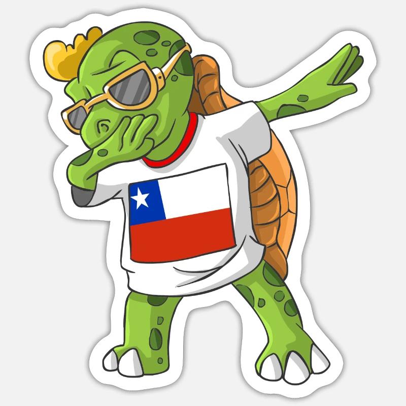 Chile Dabbing turtle - Sticker size S (10 x 10 cm) - white matte