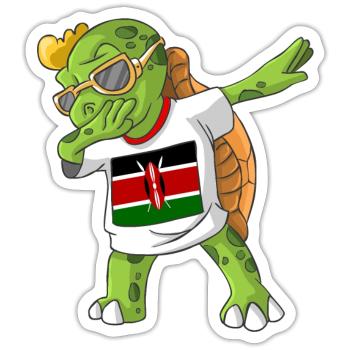 Kenia Dabbing Schildkröte - Sticker Größe S (10 x 10 cm) - Mattweiß - Vorne
