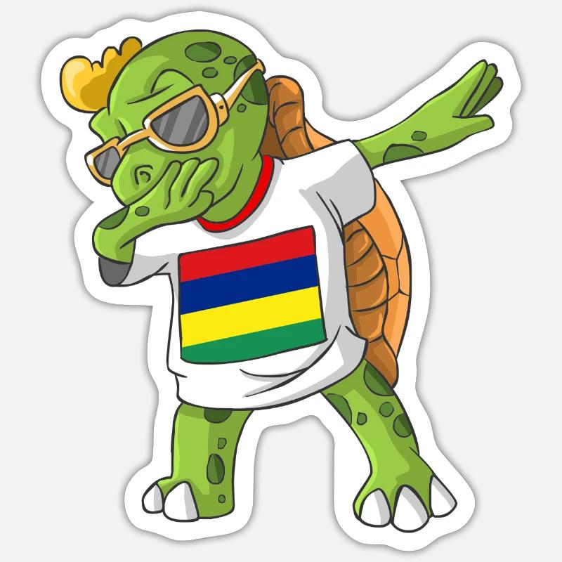Mauritius Dabbing Schildkröte - Sticker Größe S (10 x 10 cm) - Mattweiß