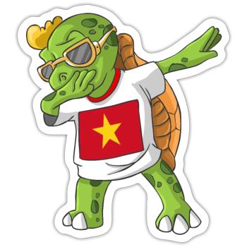 Vietnam Dabbing Schildkröte - Sticker Größe S (10 x 10 cm) - Mattweiß - Vorne