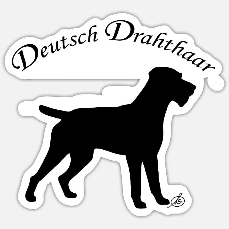 Deutsch Drahthaar - Sticker Größe S (10 x 10 cm) - Mattweiß