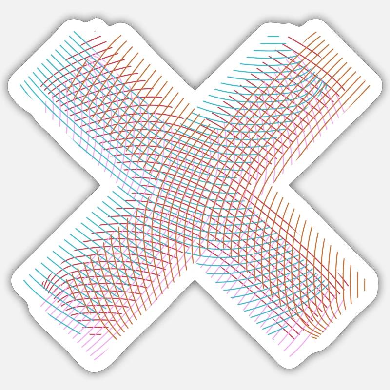 X cool avec différentes couleurs de lignes Sticker taille S (10 x 10 cm)