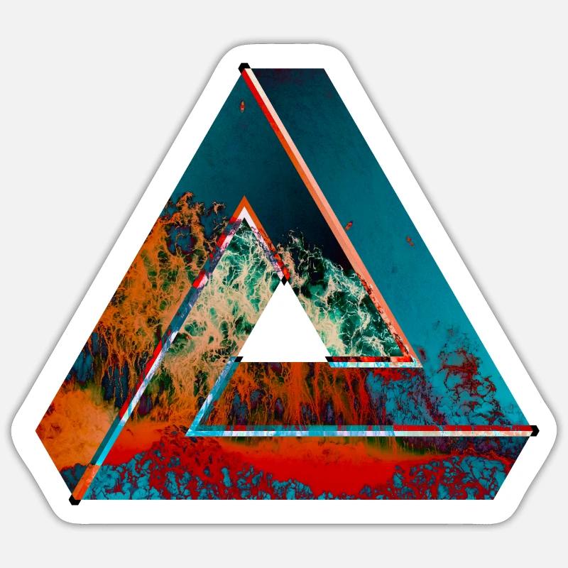 Penrose triangle illusion d'optique de couleur à motifs - Sticker taille S (10 x 10 cm) - blanc mat