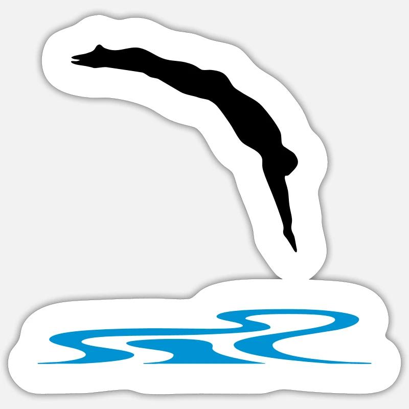 nager, nageur - Sticker taille S (10 x 10 cm) - blanc mat