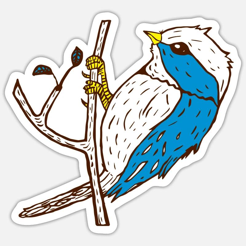 Illustration d'oiseau mignon - Sticker taille S (10 x 10 cm) - blanc mat
