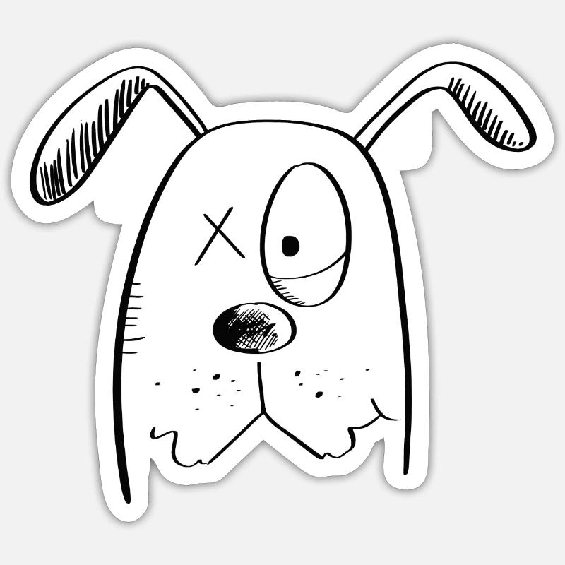 Cooler Hund - Hunde - Comic - Sticker Größe S (10 x 10 cm) - Mattweiß