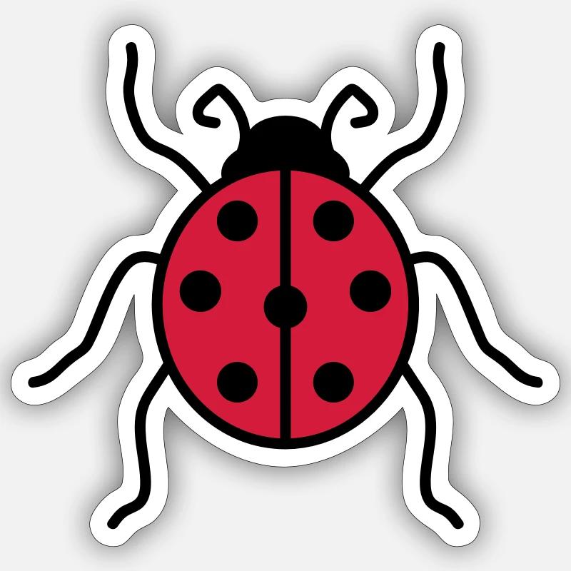 coccinelle petit mignon mignon coléoptère red dot Sticker taille S (10 x 10 cm)