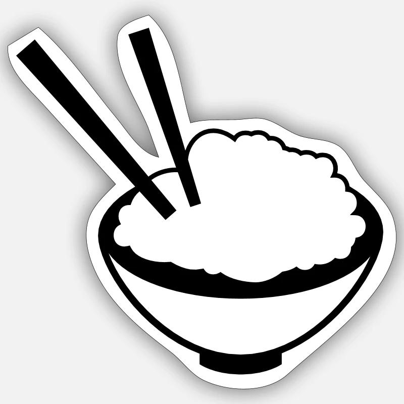 China Reisgericht mit Stäbchen Sticker Größe S (10 x 10 cm)