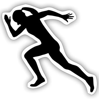 sprinter, course, coureur - Sticker taille S (10 x 10 cm) - blanc mat - Devant