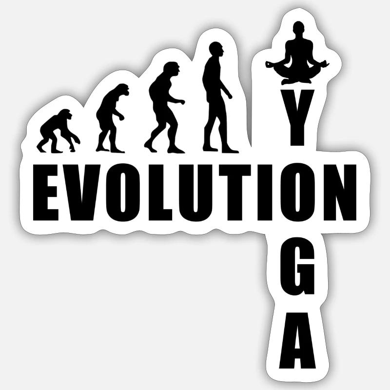 EVOLUTION Yoga Meditation Geschenk - Sticker Größe S (10 x 10 cm) - Mattweiß