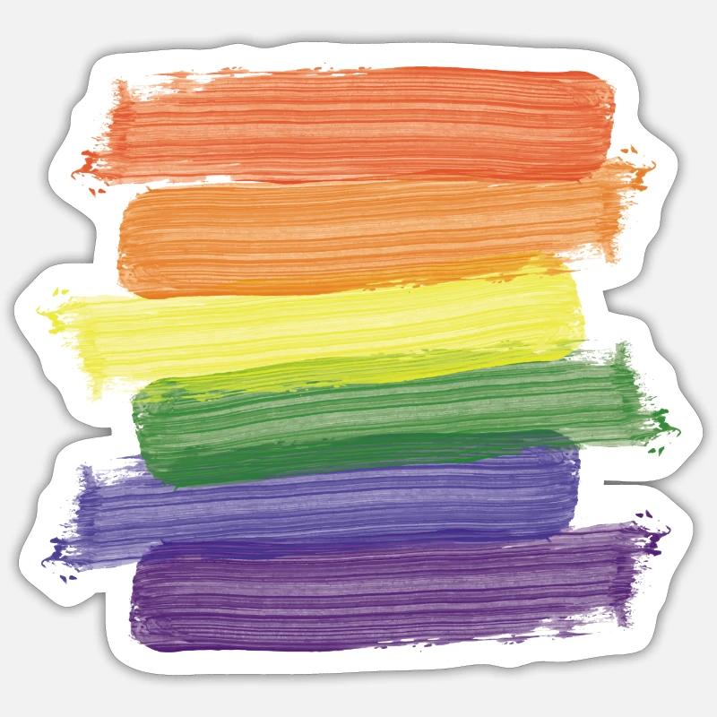 Rainbow Paint Brushes (Strokes) - Sticker size S (10 x 10 cm) - white matte