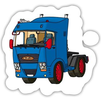 Tracteur bleu - Sticker taille S (10 x 10 cm) - blanc mat - Devant