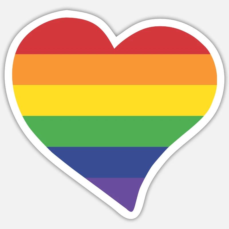 Rainbow heart - Sticker taille S (10 x 10 cm) - blanc mat