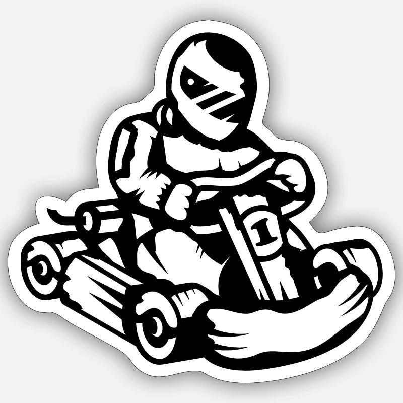 A kart racer - Sticker size S (10 x 10 cm) - white matte