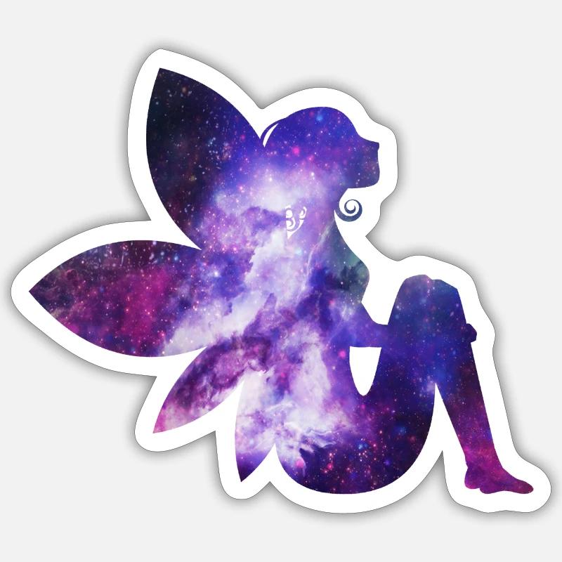 Fée Galaxy - Sticker taille S (10 x 10 cm) - blanc mat