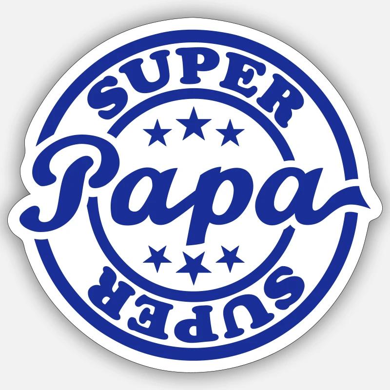 Super Papa (timbre) - Sticker taille S (10 x 10 cm) - blanc mat