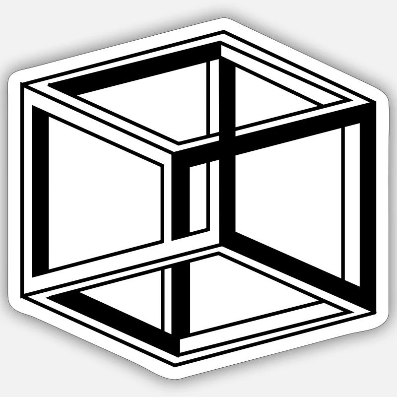 cube escher Sticker taille S (10 x 10 cm)