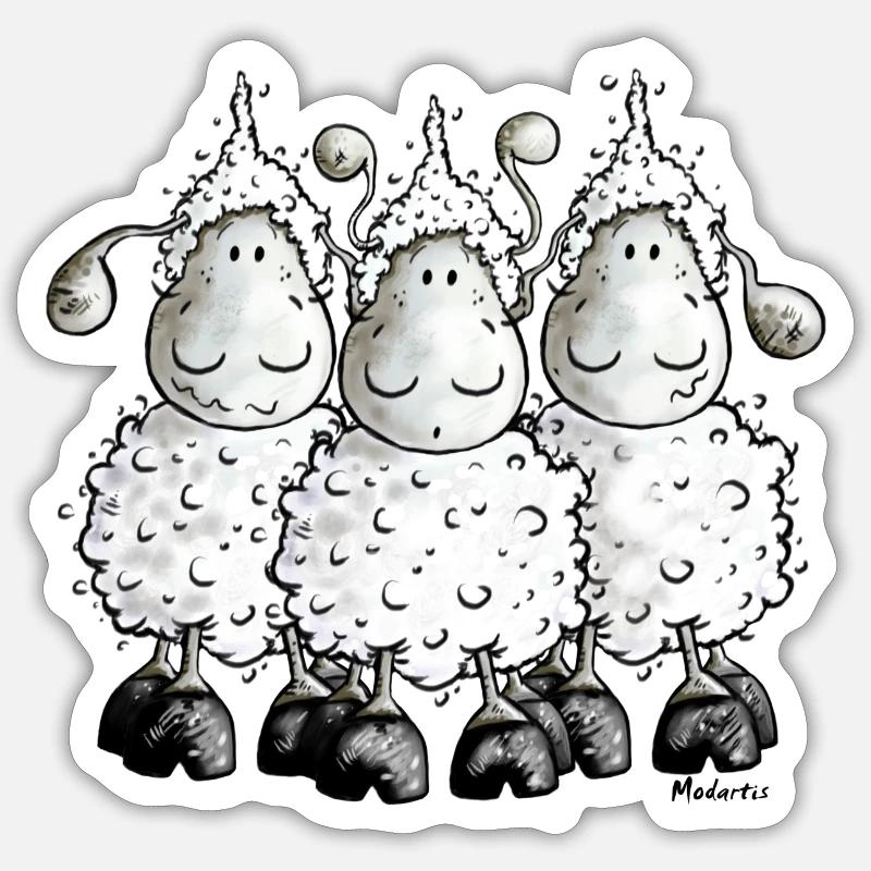 "Mc Wool" - sheep - mouton- moutons - Sticker taille S (10 x 10 cm) - blanc mat