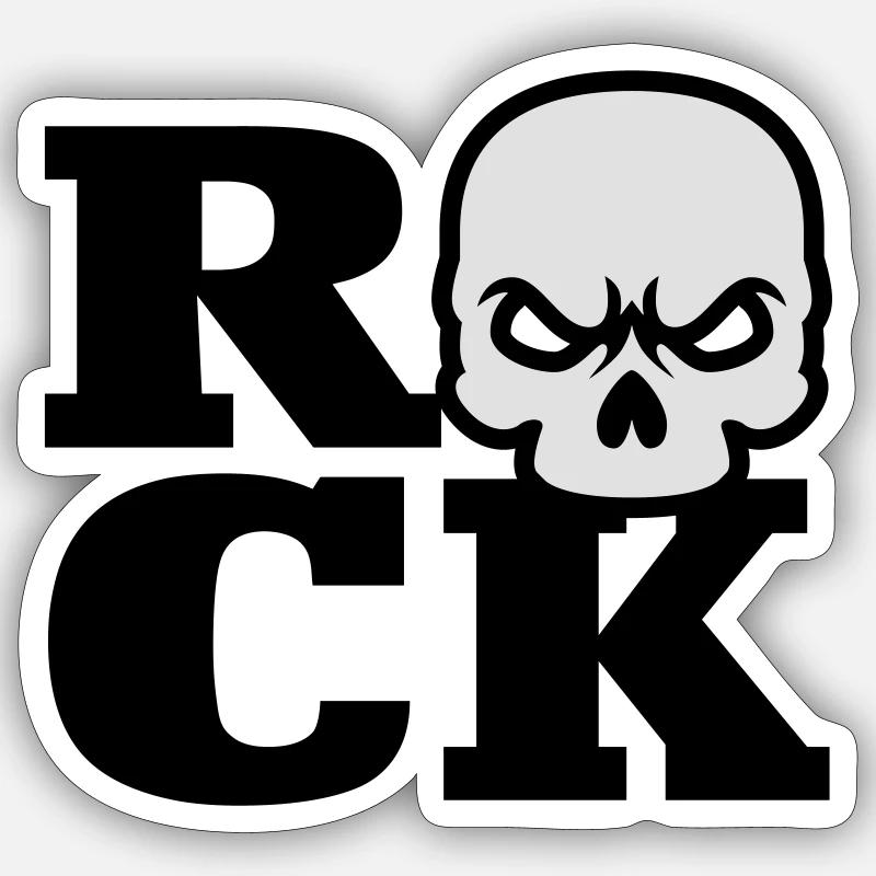 Rock Totenkopf - Sticker Größe S (10 x 10 cm) - Mattweiß