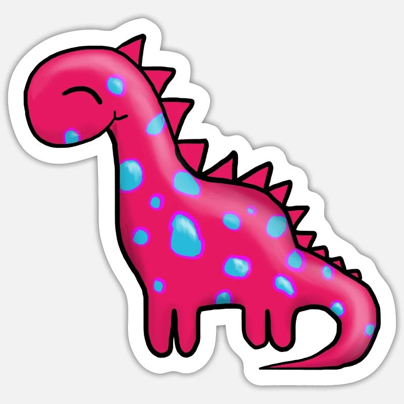 Dino Pink - Sticker taille S (10 x 10 cm) - blanc mat