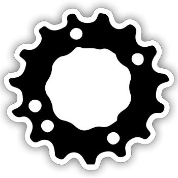 Mountain bike gear sprocket gears 1c. - Sticker size S (10 x 10 cm) - white matte - Front