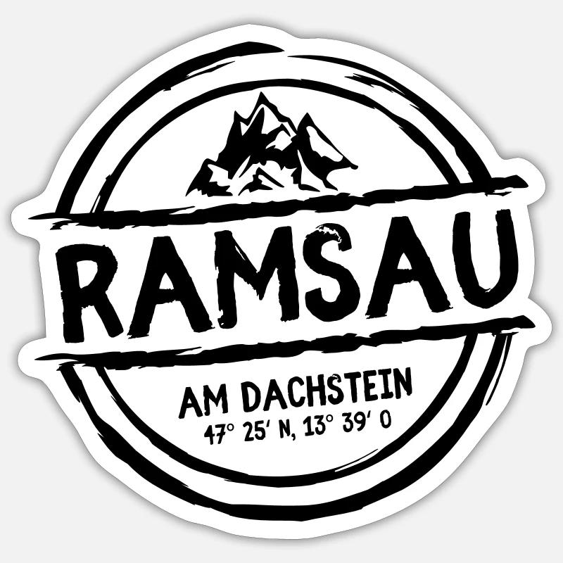 Ramsau avec les coordonnées Sticker taille S (10 x 10 cm)
