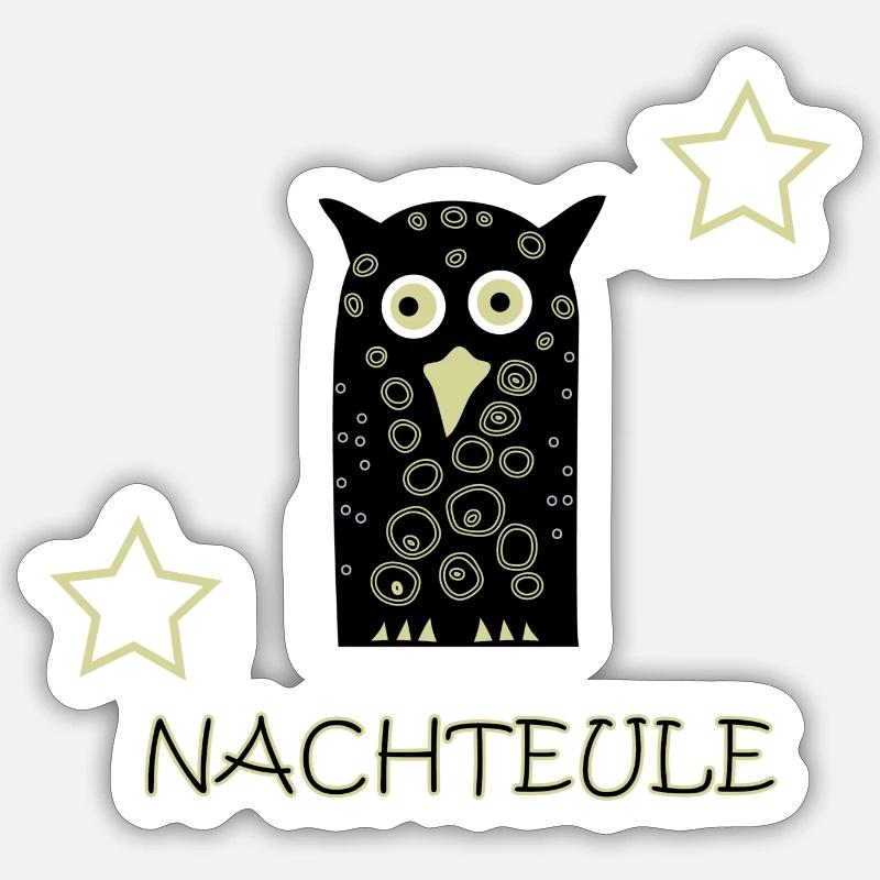 nuit oiseau - Sticker taille S (10 x 10 cm) - blanc mat