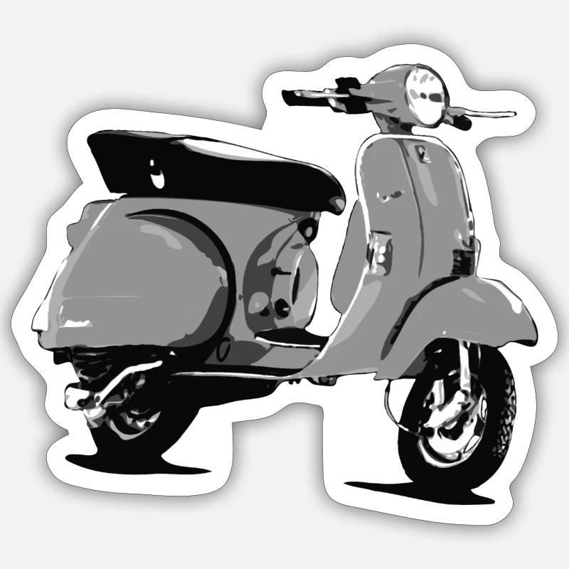 Oldtimer Roller Comic-Style (sw) Sticker Größe S (10 x 10 cm)